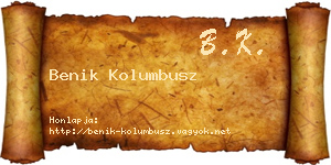 Benik Kolumbusz névjegykártya